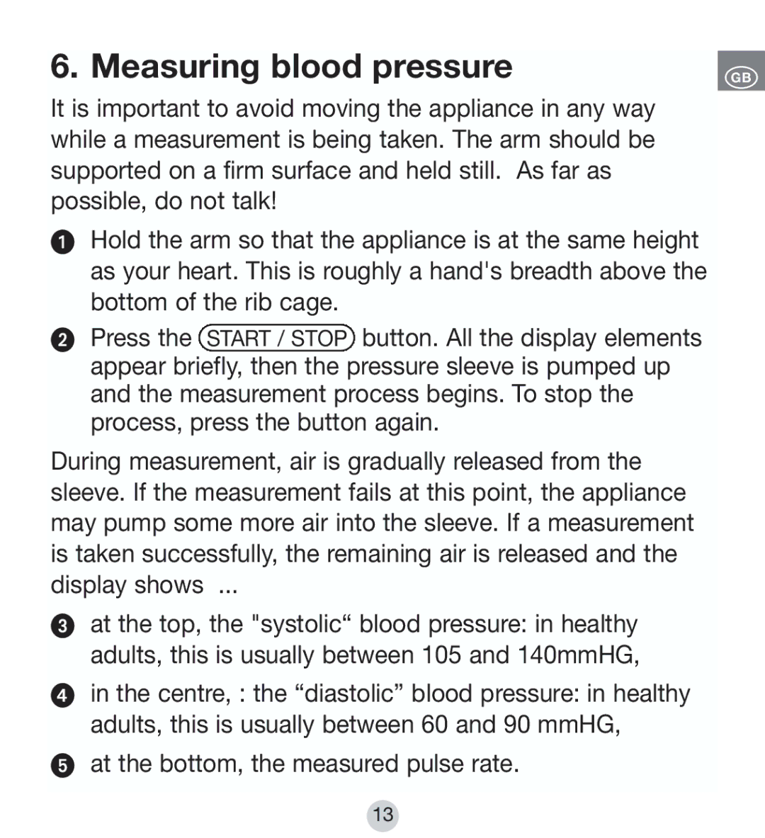 Kompernass KH 8090 operating instructions Measuring blood pressure 