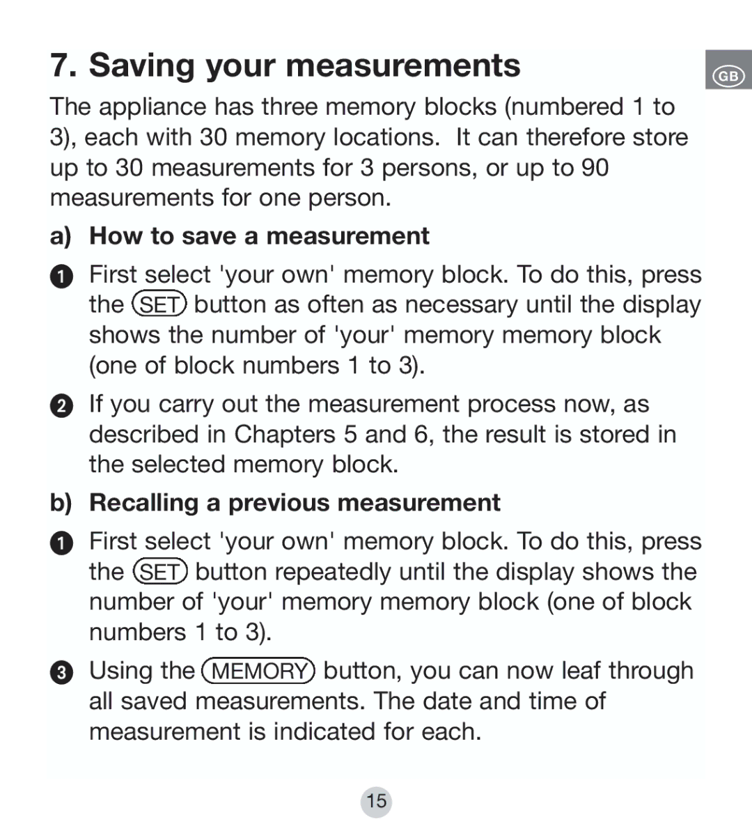 Kompernass KH 8090 Saving your measurements, How to save a measurement, Recalling a previous measurement 