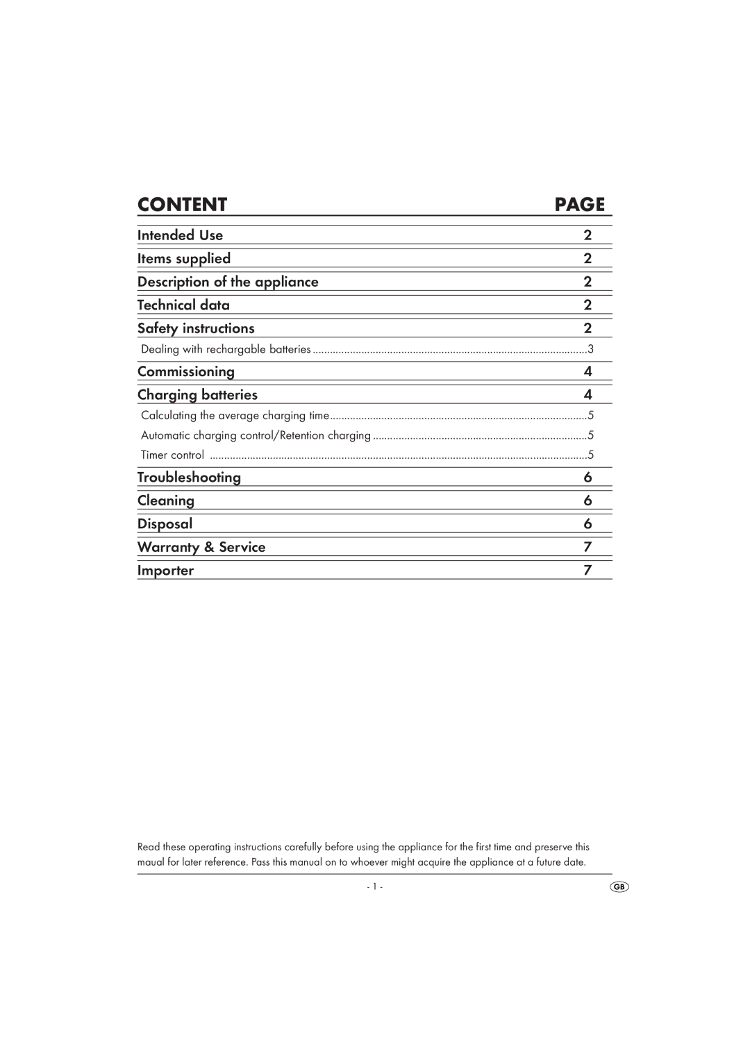 Kompernass KH 968 operating instructions Content 