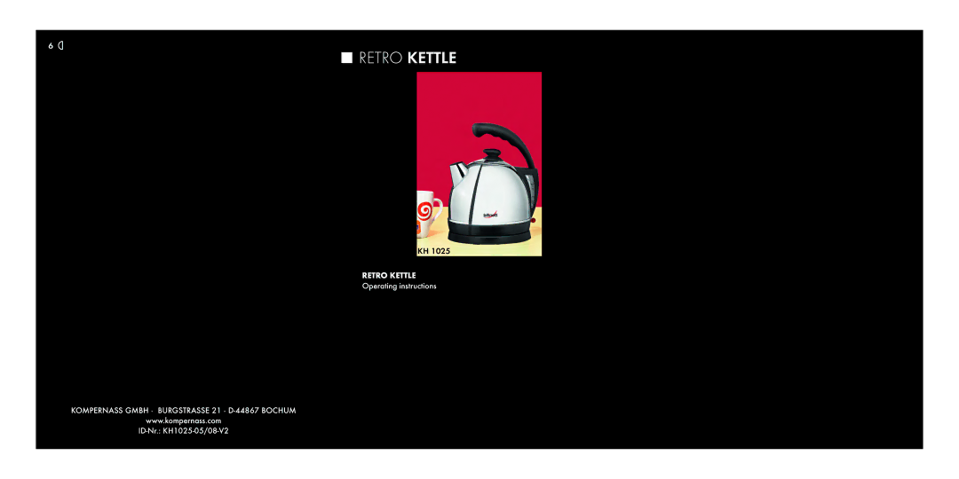 Kompernass KH1025-05/08-V2 operating instructions Retro Kettle 