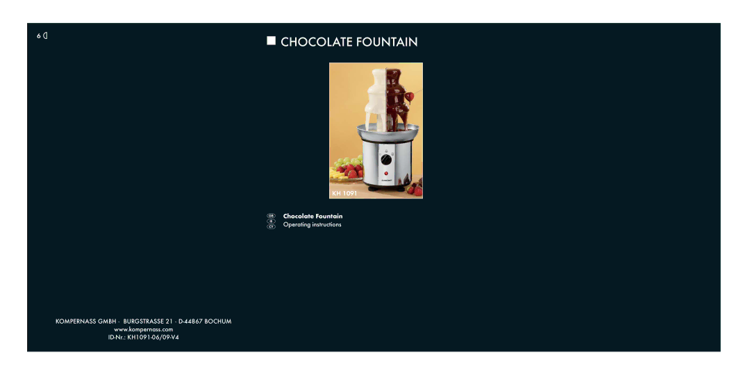 Kompernass KH1091-09-V4, KH1091-06 operating instructions Chocolate Fountain 