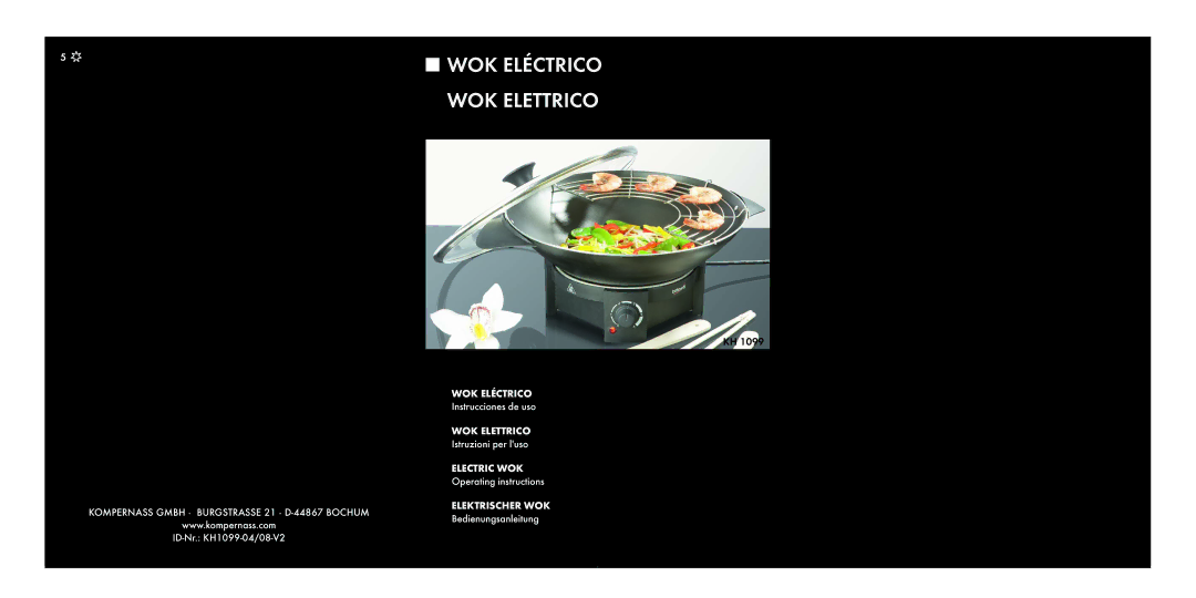 Kompernass KH1099-04/08-V2 operating instructions WOK Eléctrico WOK Elettrico 