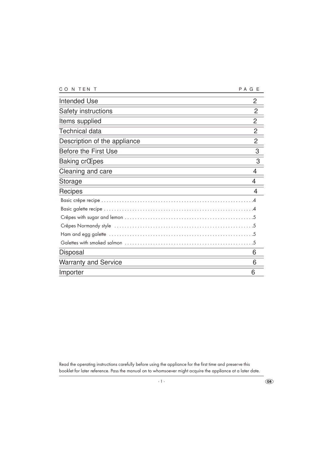 Kompernass KH1137 manual Content, Disposal Warranty and Service Importer 