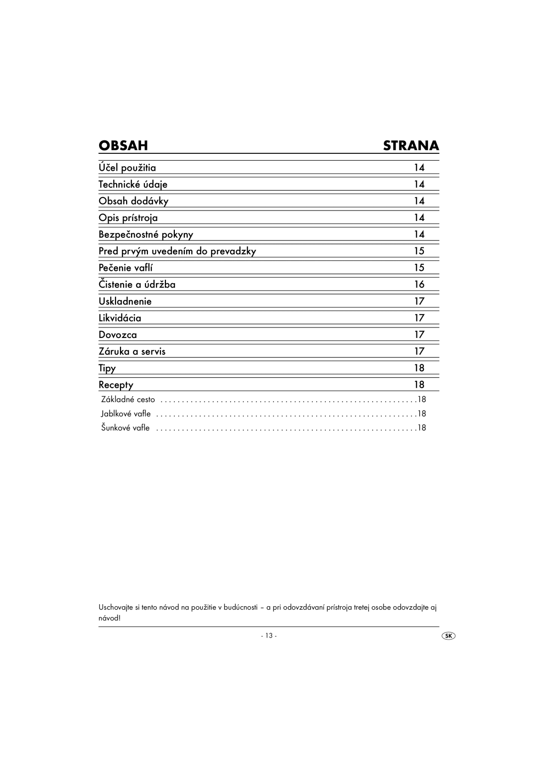 Kompernass KH1163 operating instructions Obsah Strana 