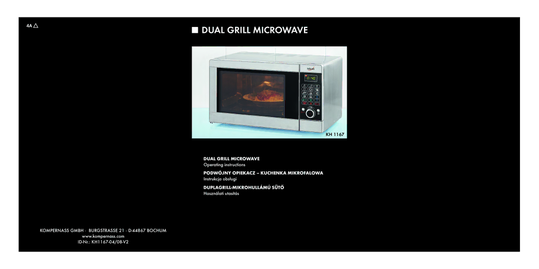 Kompernass KH1167 manual Dual Grill Microwave 