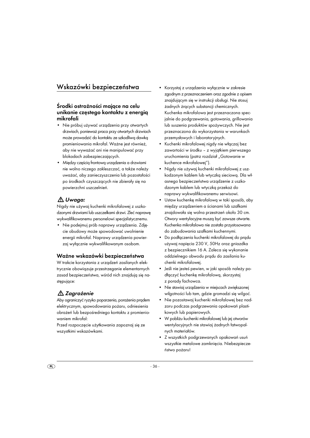 Kompernass KH1167 manual Wskazówki bezpieczeństwa, Ważne wskazówki bezpieczeństwa, Porady fachowca 