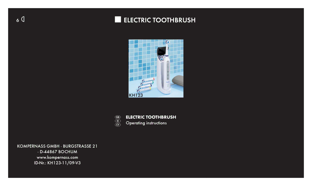 Kompernass KH123 operating instructions Electric Toothbrush 