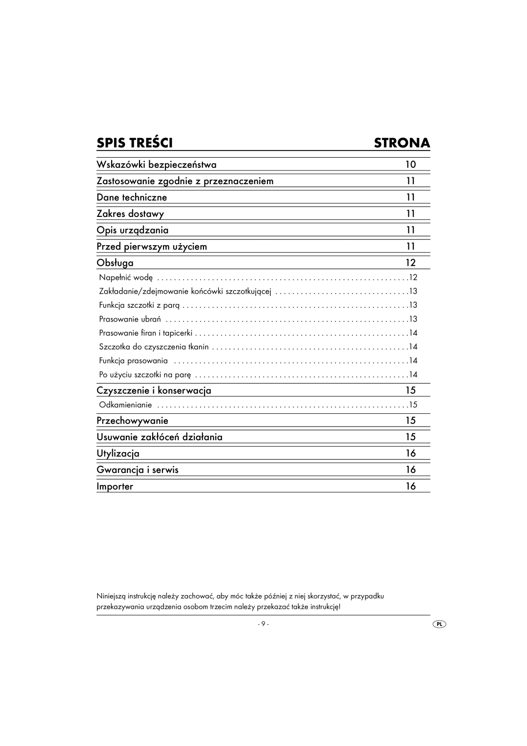 Kompernass KH1270-06/08-V6 operating instructions Spis Treści Strona, Odkamienianie 