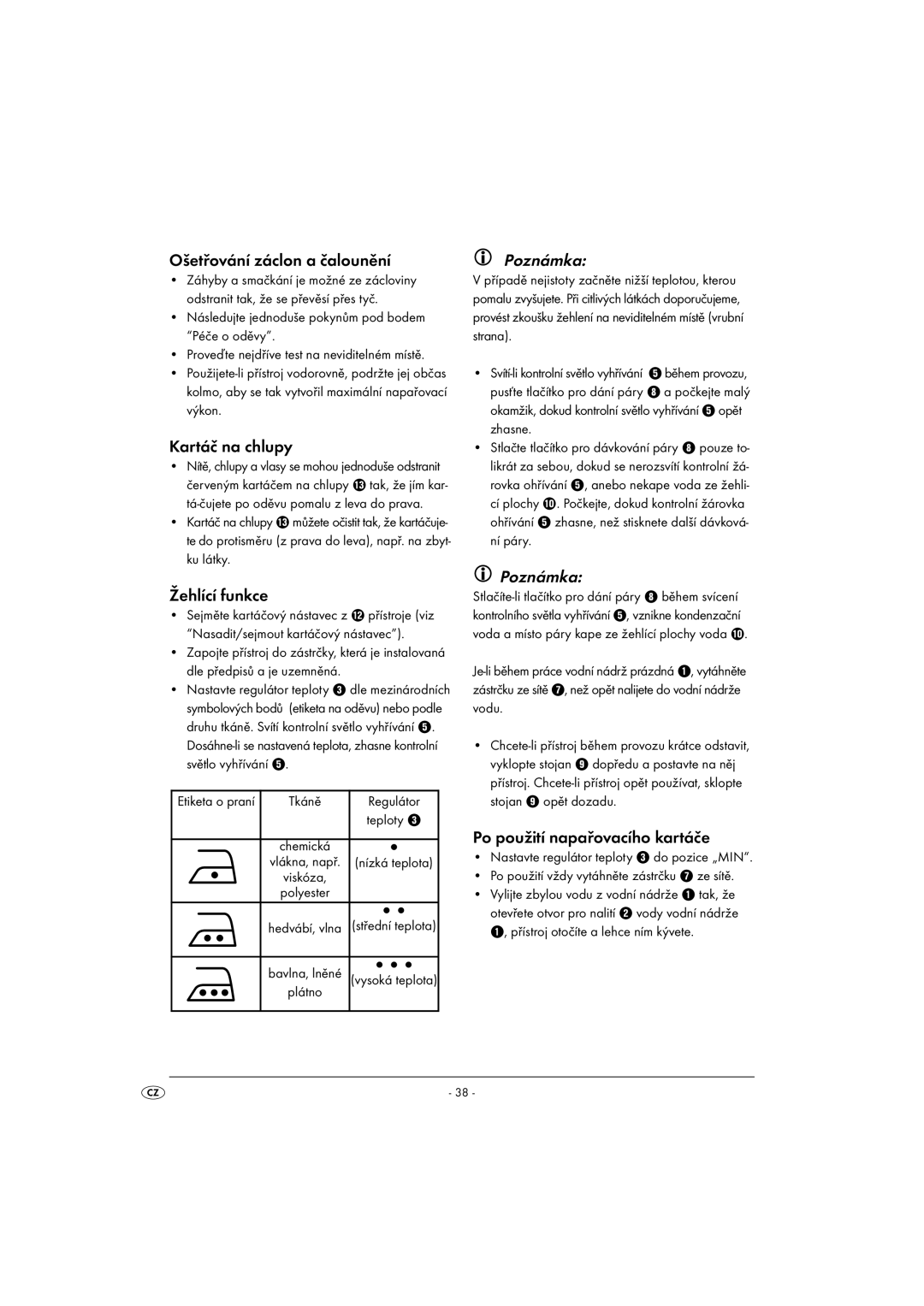 Kompernass KH1270-06/08-V6 operating instructions Ošetřování záclon a čalounění, Kartáč na chlupy, Žehlící funkce 