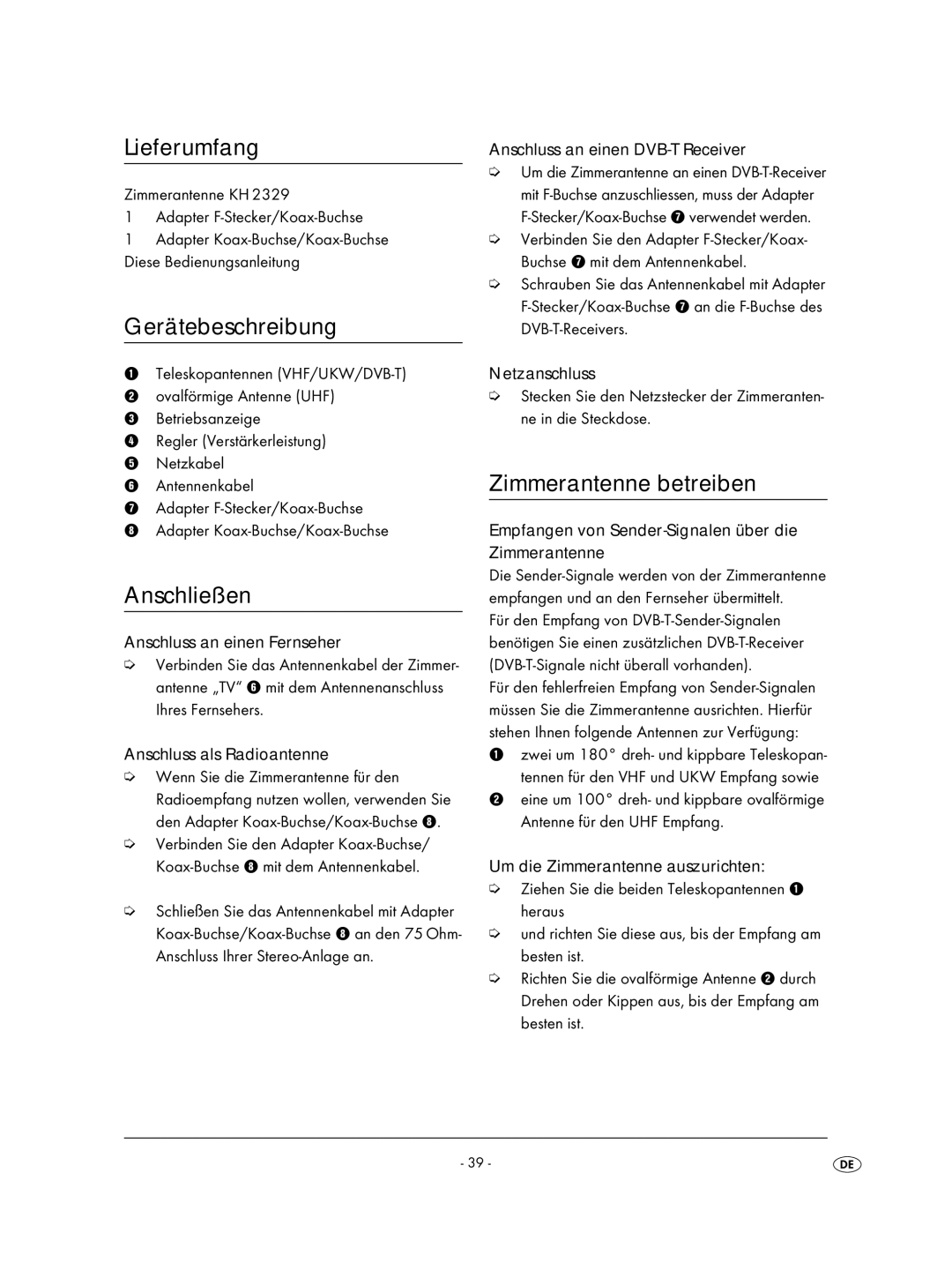 Kompernass KH2329-11/07-V2 operating instructions Lieferumfang, Gerätebeschreibung, Anschließen 