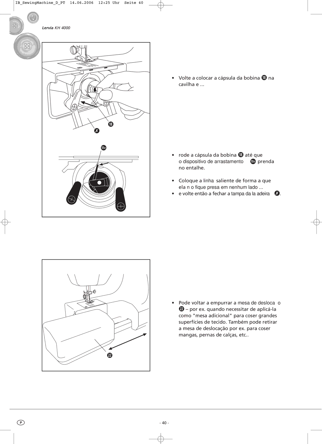 Kompernass KH4000 manual Dispositivo de arrastamento 18e prenda no entalhe 