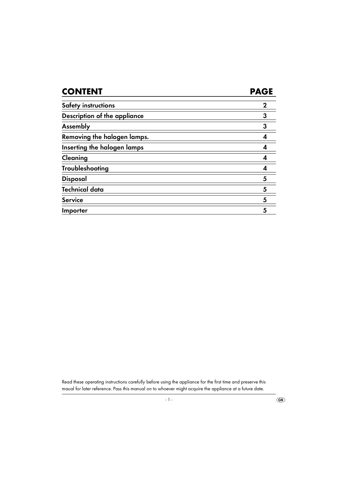 Kompernass KH4077-11/07-V1 manual Content 