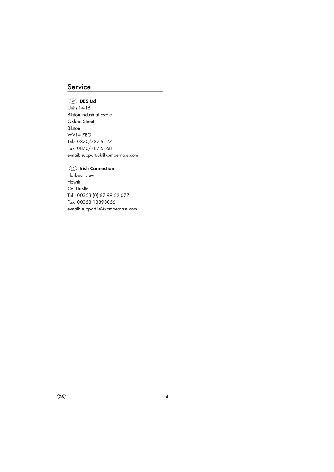 Kompernass KH4102-03/08-V1 operating instructions Service 