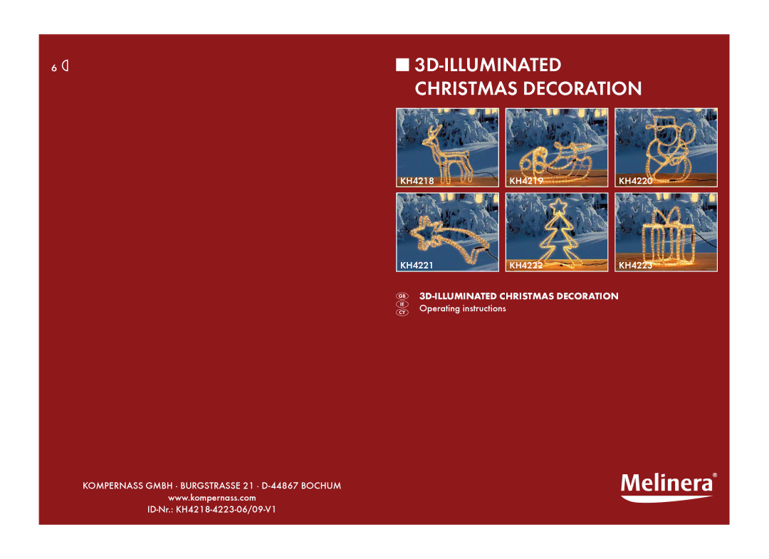 Kompernass KH4222, KH4221, KH4218, KH4223, KH4220, KH4219 operating instructions 3D-ILLUMINATED 