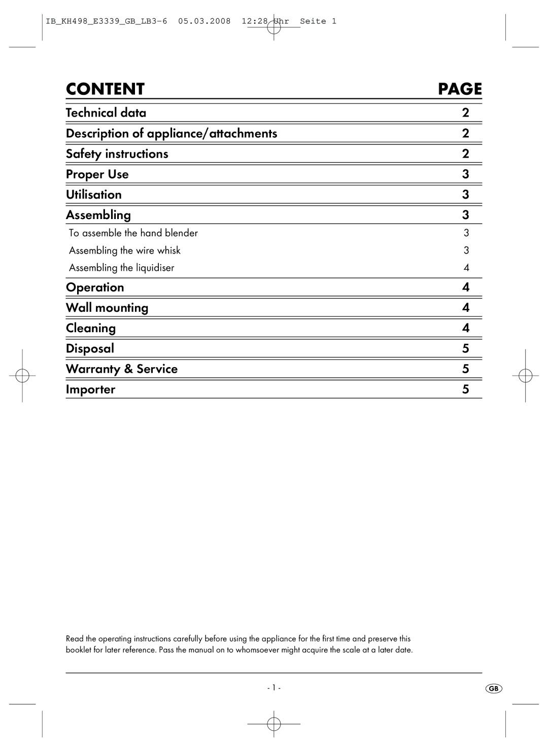 Kompernass KH498-03, KH498-08-V1 manual Content 