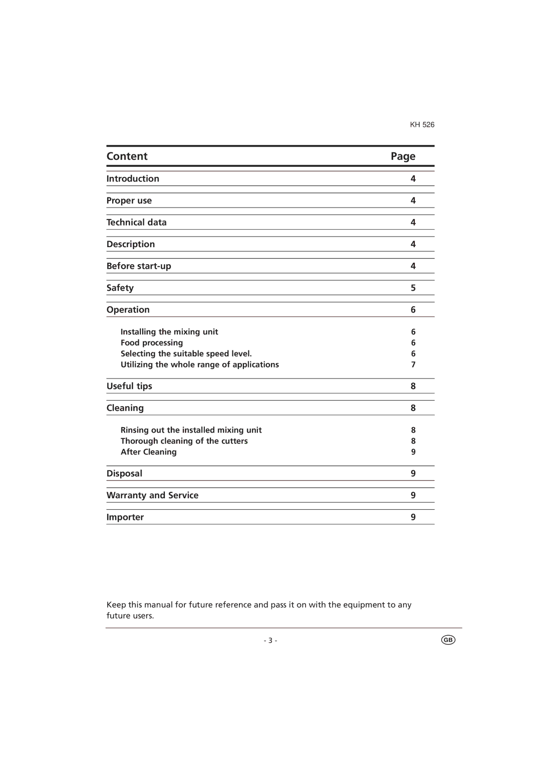 Kompernass KH526 manual Useful tips Cleaning, Disposal Warranty and Service Importer 