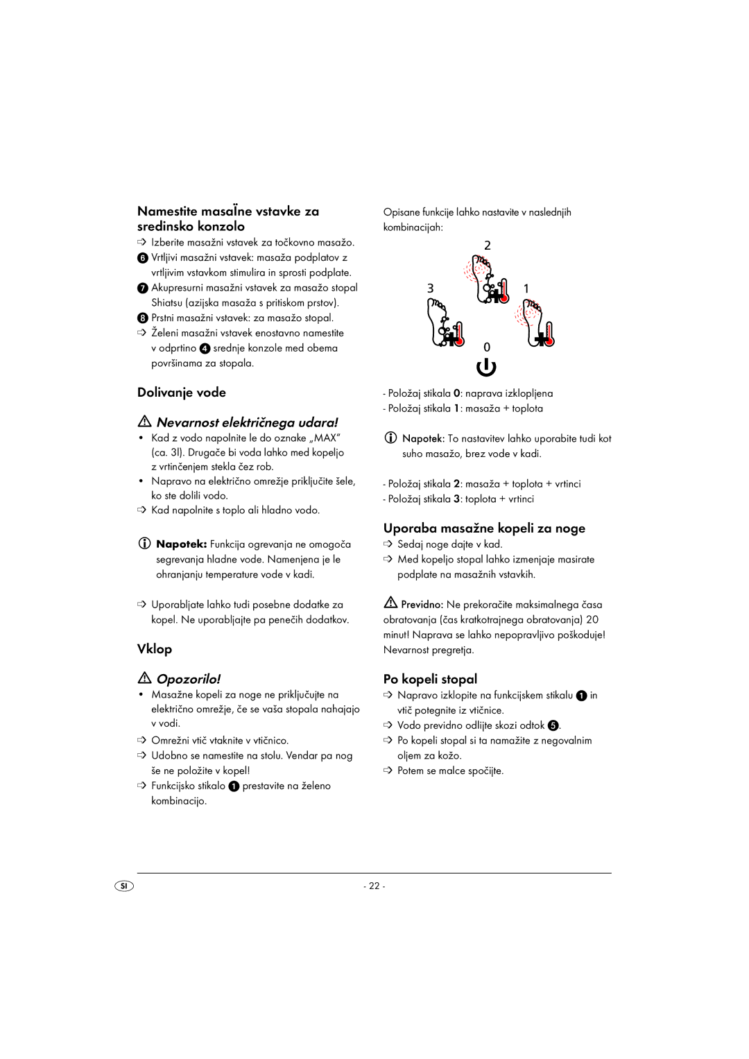 Kompernass KH5557-04/08-V1 operating instructions Nevarnost električnega udara, Opozorilo 