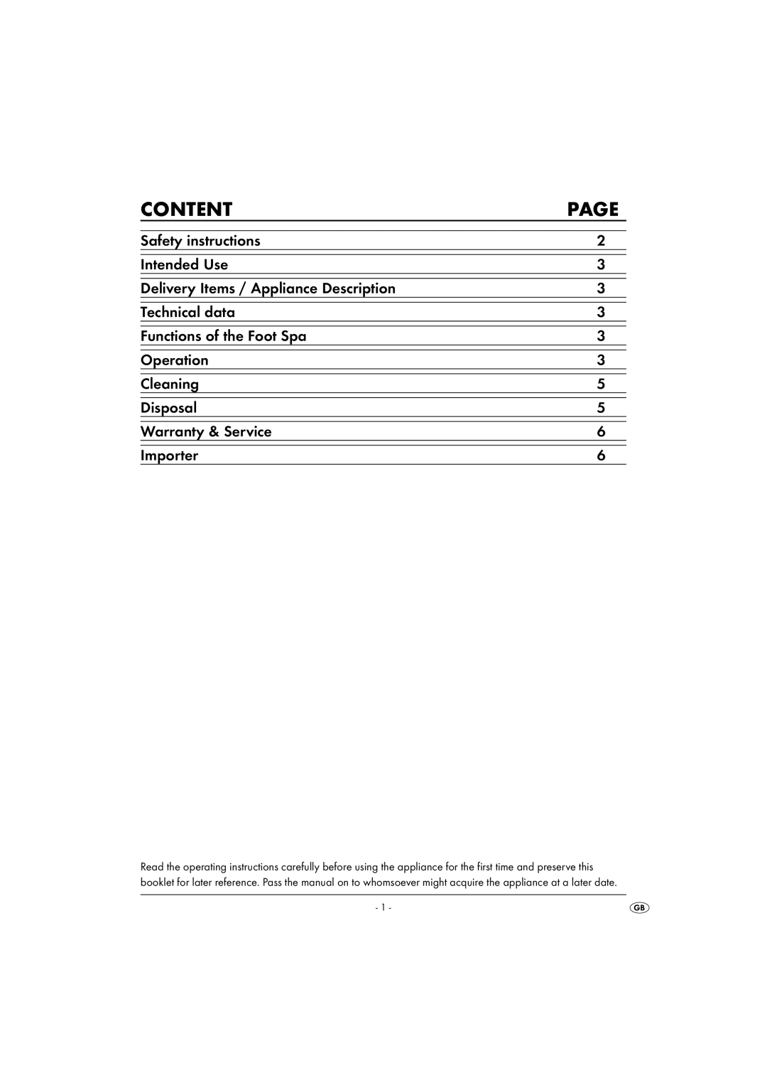 Kompernass KH5557-04/08-V1 operating instructions Content 