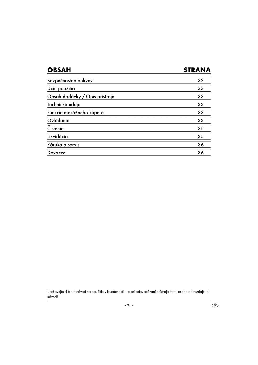 Kompernass KH5557-04/08-V1 operating instructions Obsah Strana 