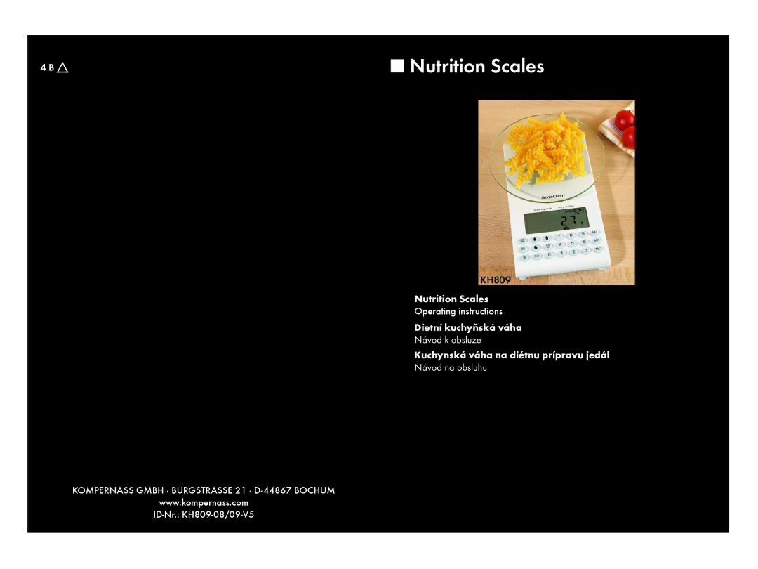 Kompernass KH809 operating instructions Nutrition Scales 