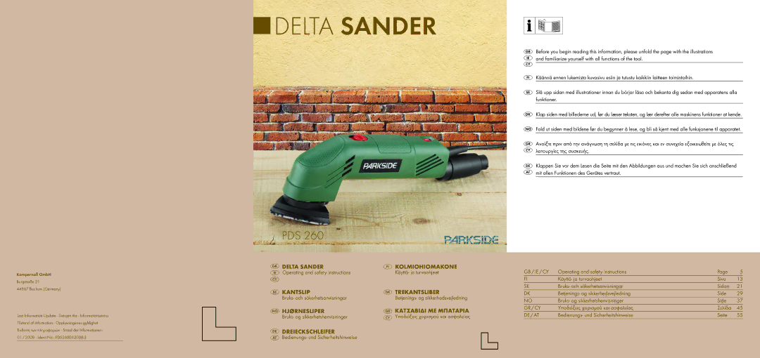 Kompernass PDS 260 manual Delta saNDER 