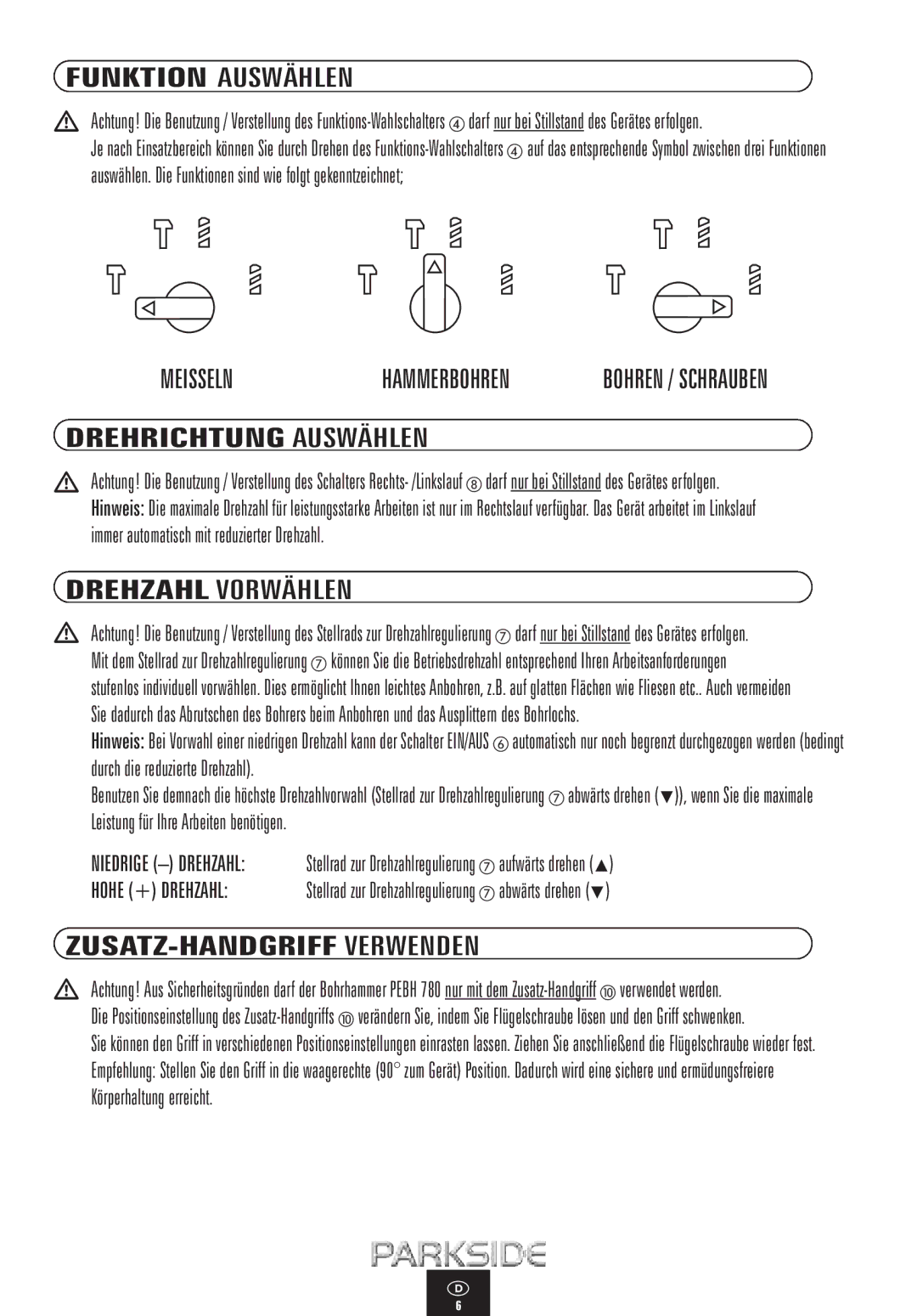 Kompernass PEBH 780 manual Meisseln 