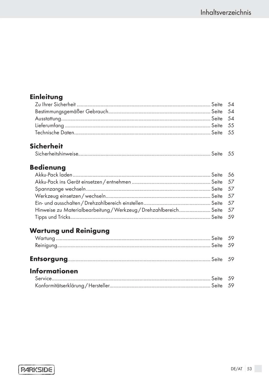 Kompernass PFBS 9, PFBS 6 V manual Inhaltsverzeichnis 