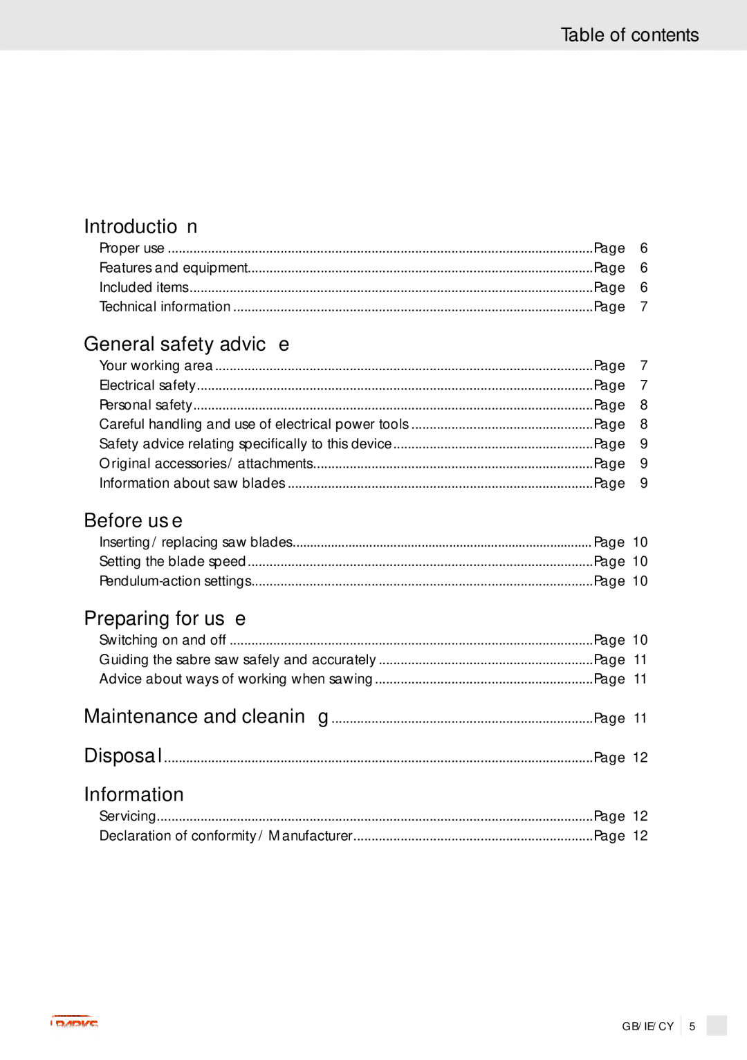 Kompernass PFS 710 A manual Table of contents 