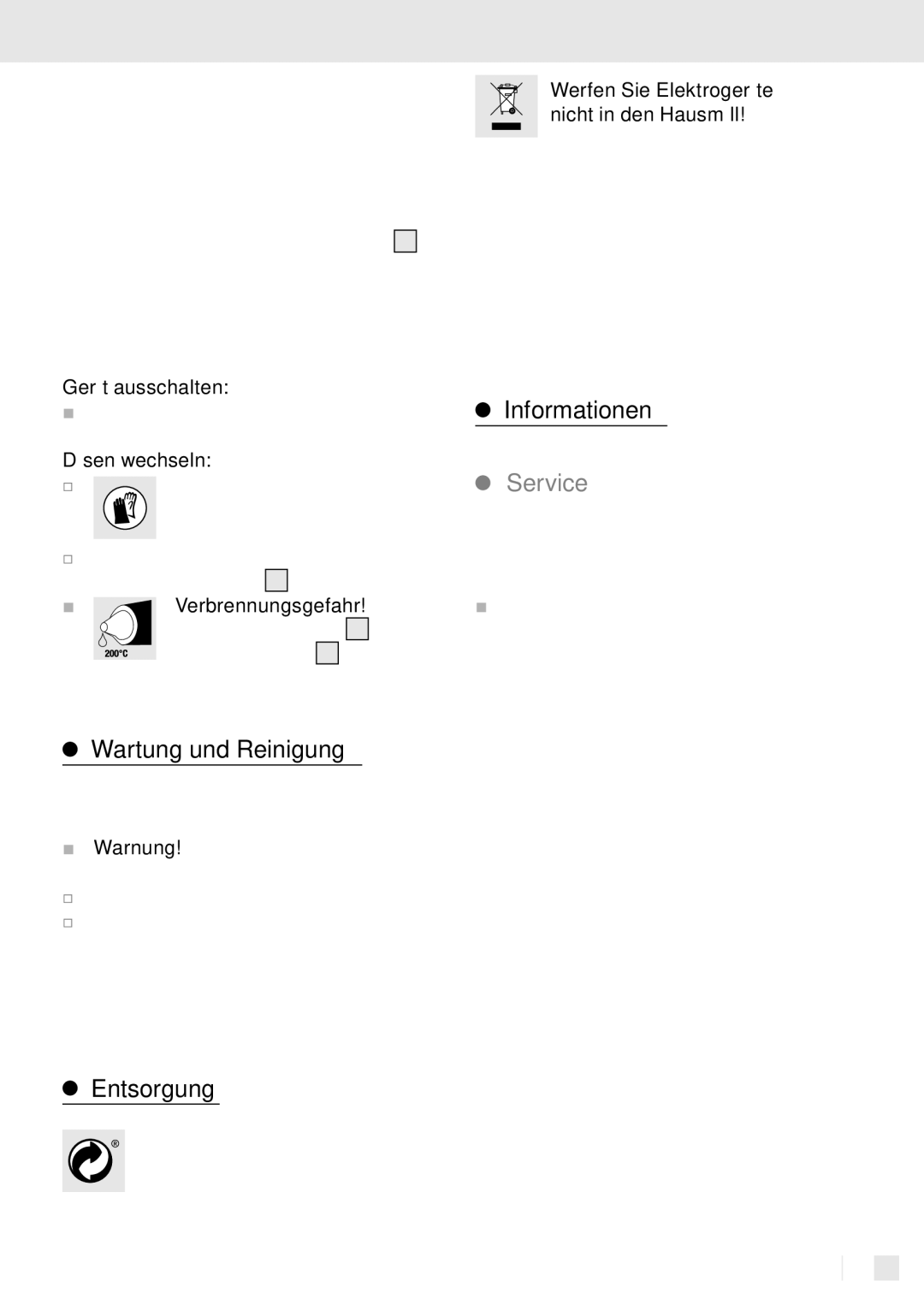 Kompernass PHKP 500 manual Wartung und Reinigung, Entsorgung 