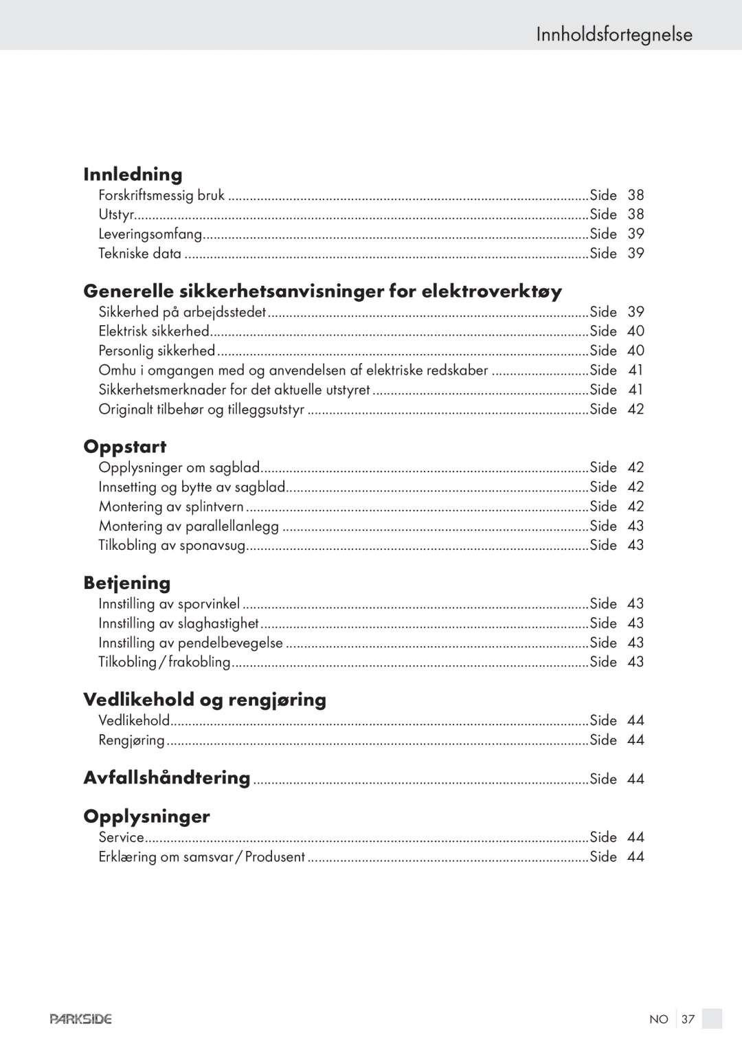 Kompernass PPHSS730 manual Innholdsfortegnelse 