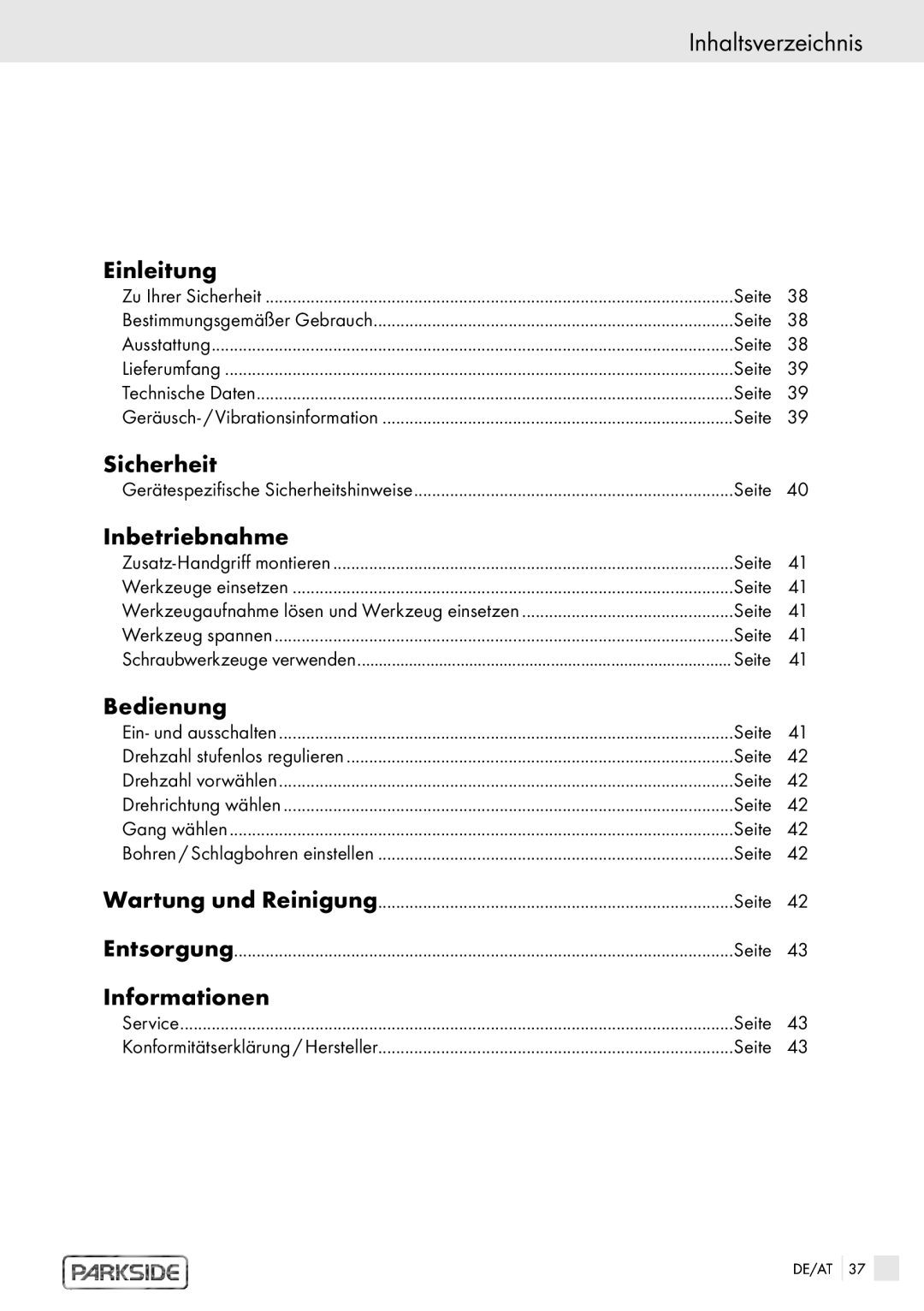 Kompernass PSBM 1100 manual Inhaltsverzeichnis 