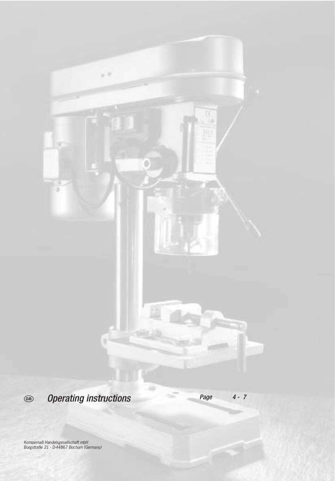 Kompernass PTBM 350-13 manual Operating instructions 