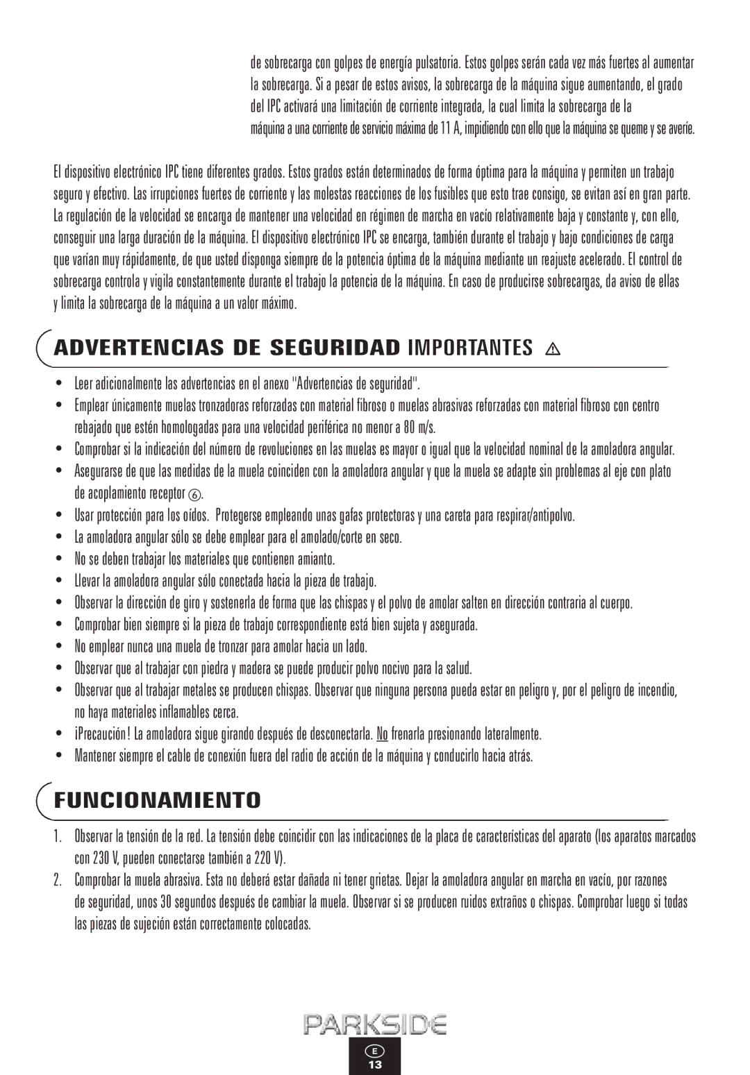 Kompernass PWS 1100 manual Advertencias DE Seguridad Importantes, Funcionamiento 