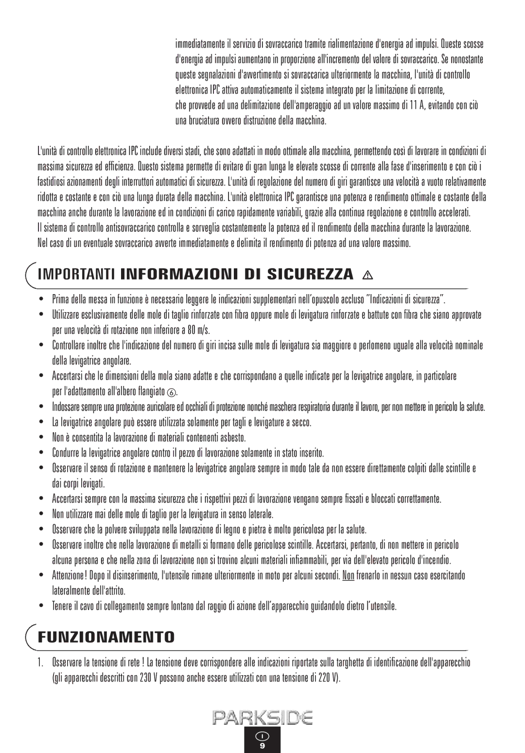 Kompernass PWS 1100 manual Importanti Informazioni DI Sicurezza, Funzionamento 