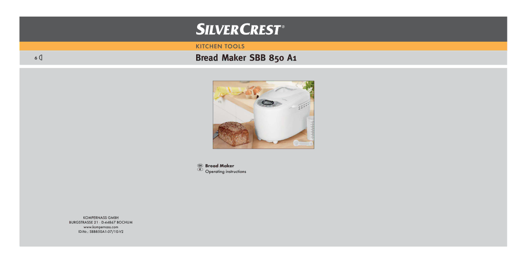 Kompernass manual Bread Maker SBB 850 A1 