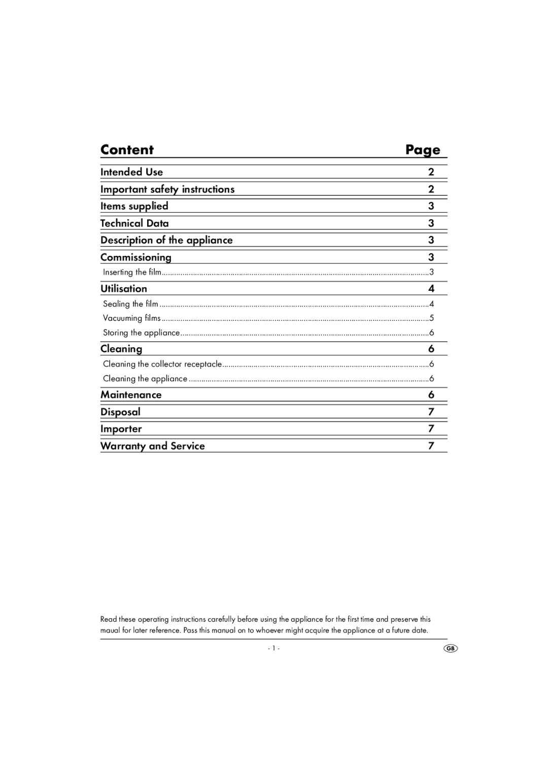 Kompernass SFS 150 A1 manual Content 