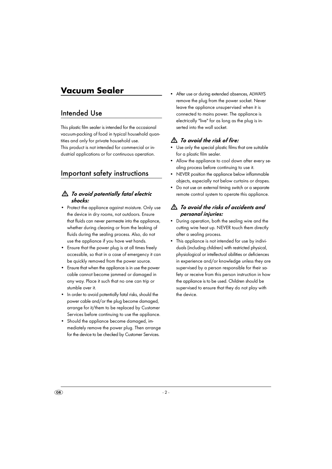 Kompernass SFS 150 A1 manual Intended Use, Important safety instructions 