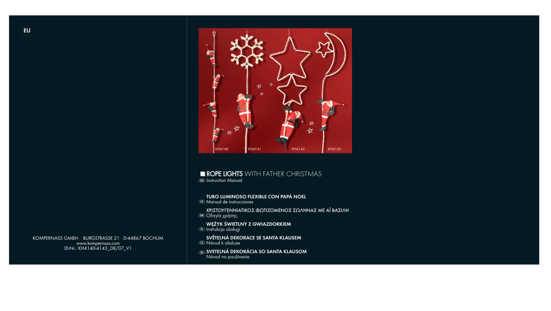 Kompernass SPOEB1029-101, SPOEB10XX-1XX, SPOEB1014-100, SPOEB10XX-100 instruction manual Rope Lights With Father Christmas 