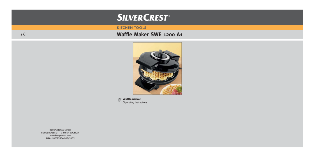 Kompernass manual Waffle Maker SWE 1200 A1, Kitchen Tools, KOMPERNASS GMBH BURGSTRASSE 21 · D-44867 BOCHUM 