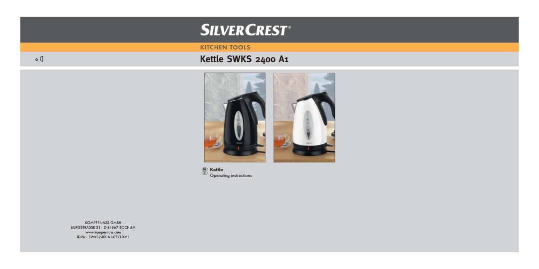 Kompernass SWKS 2400 A16 manual Kettle Swks 2400 A1 