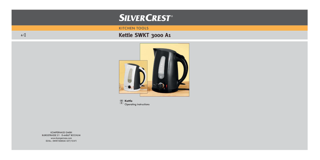 Kompernass SWKT 3000 A1 operating instructions Kettle Swkt 3000 A1 