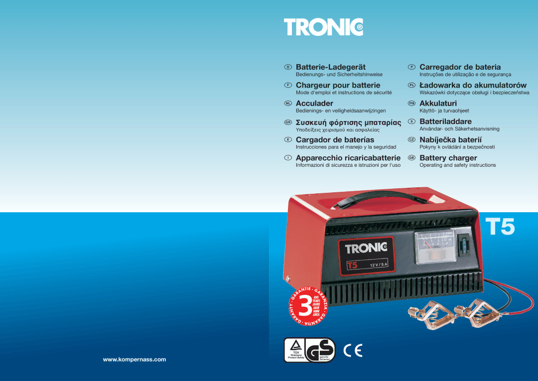 Kompernass T5 manual Batterie-Ladegerät Carregador de bateria, Chargeur pour batterie Ładowarka do akumulatorów 