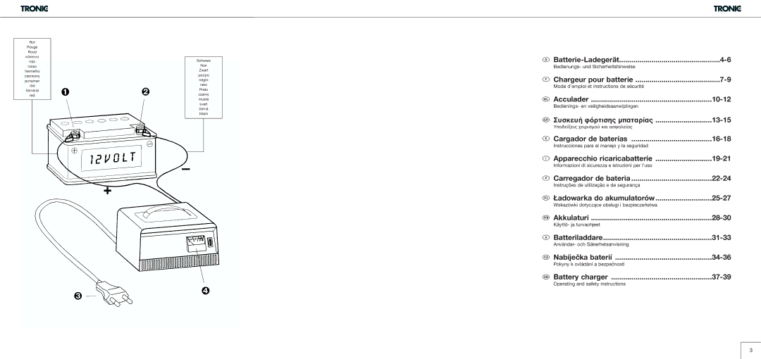 Kompernass T5 manual Batterie-Ladegerät, Chargeur pour batterie, Acculader 10-12, Συσκευ 13-15 Cargador de baterías 16-18 