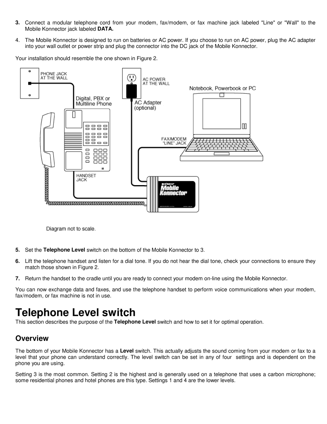 Konexx MOBILE KONNECTOR manual Telephone Level switch, Overview 