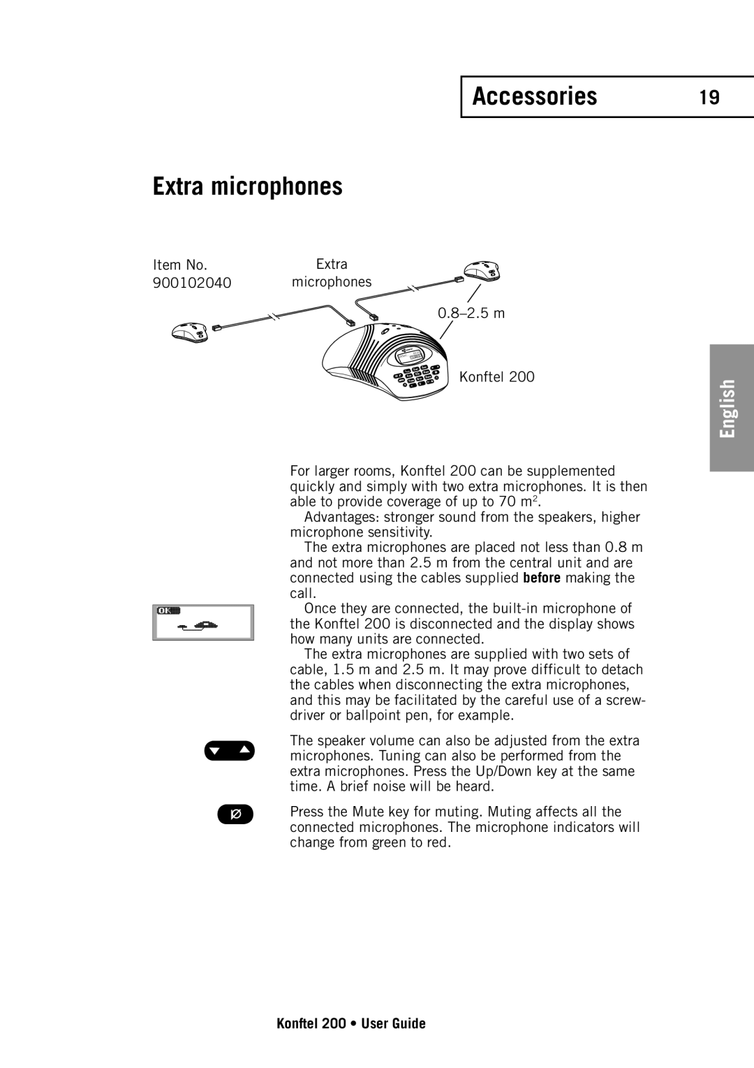 Konftel 200 manual Accessories Extra microphones 