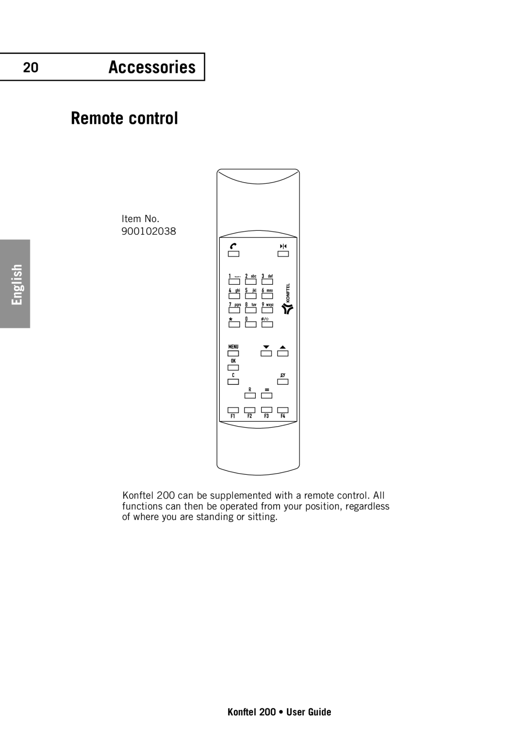 Konftel 200 manual 20Accessories Remote control 