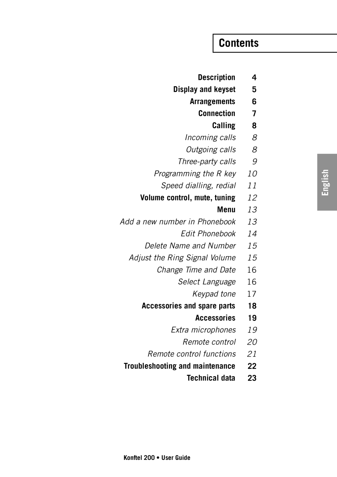 Konftel 200 manual Contents 