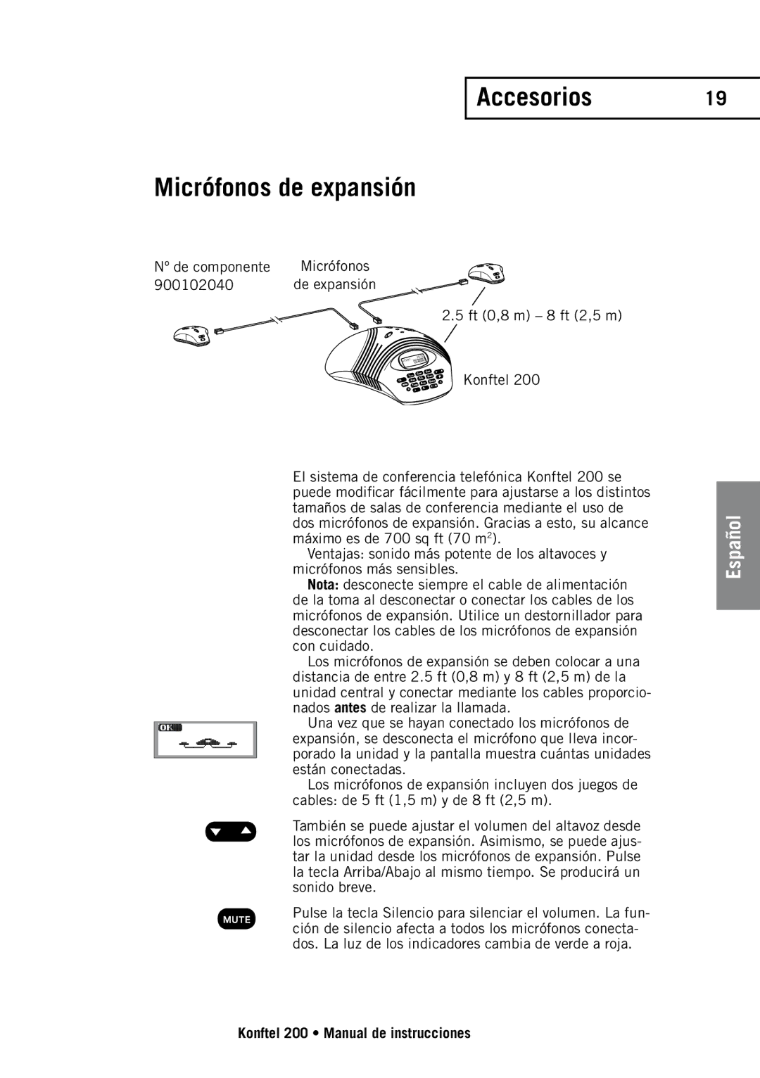 Konftel 200 manual Accesorios Micrófonos de expansión 