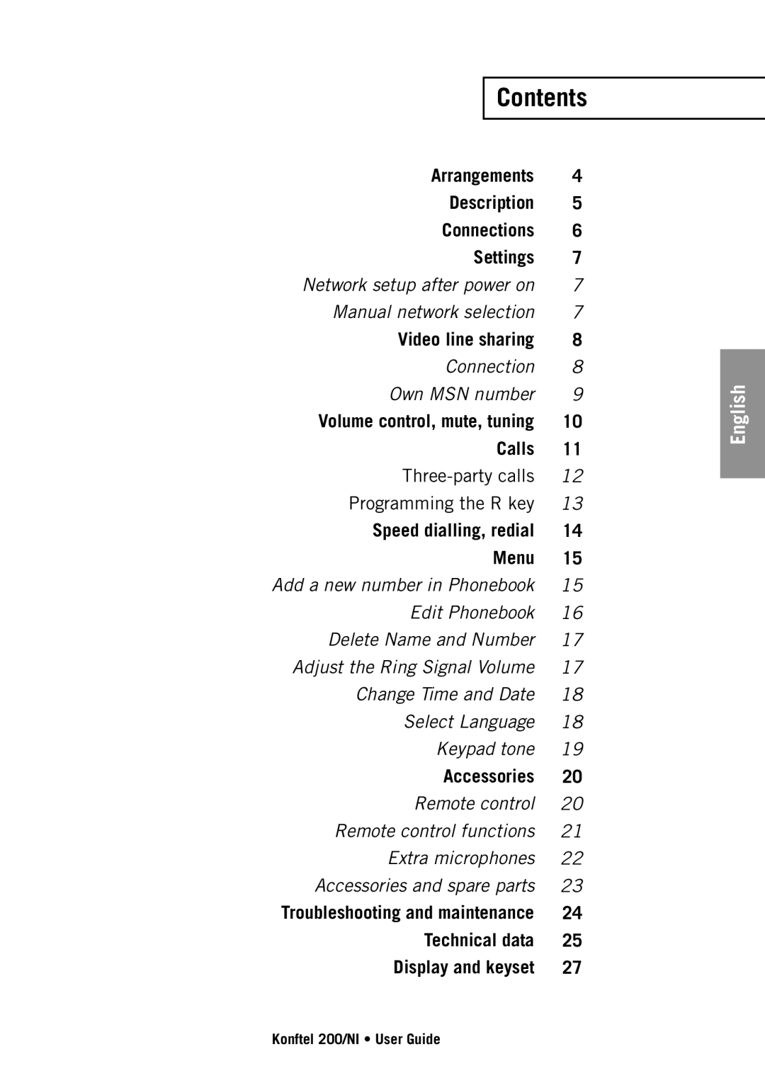 Konftel 200/NI manual Contents 