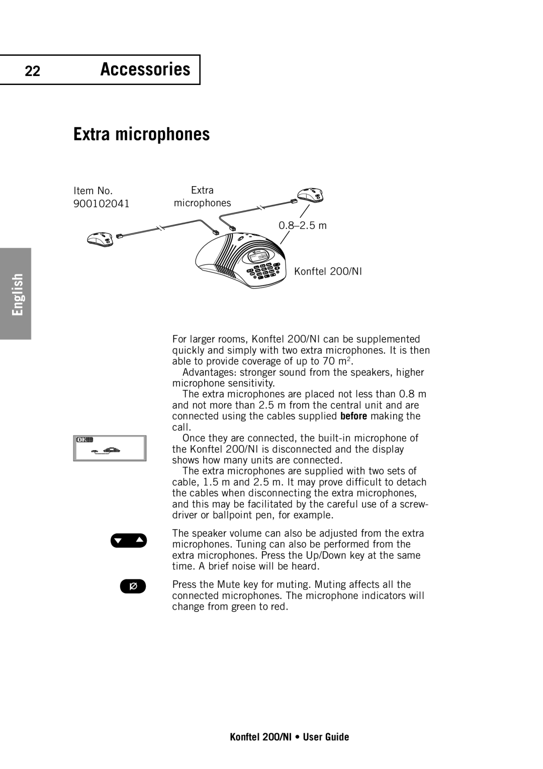 Konftel 200NI manual Accessories Extra microphones 